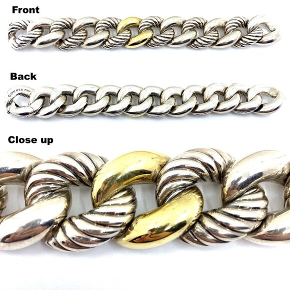David Yurman Belmont Curb Link 18K gold and silver bracelet - Picture 1 of 10